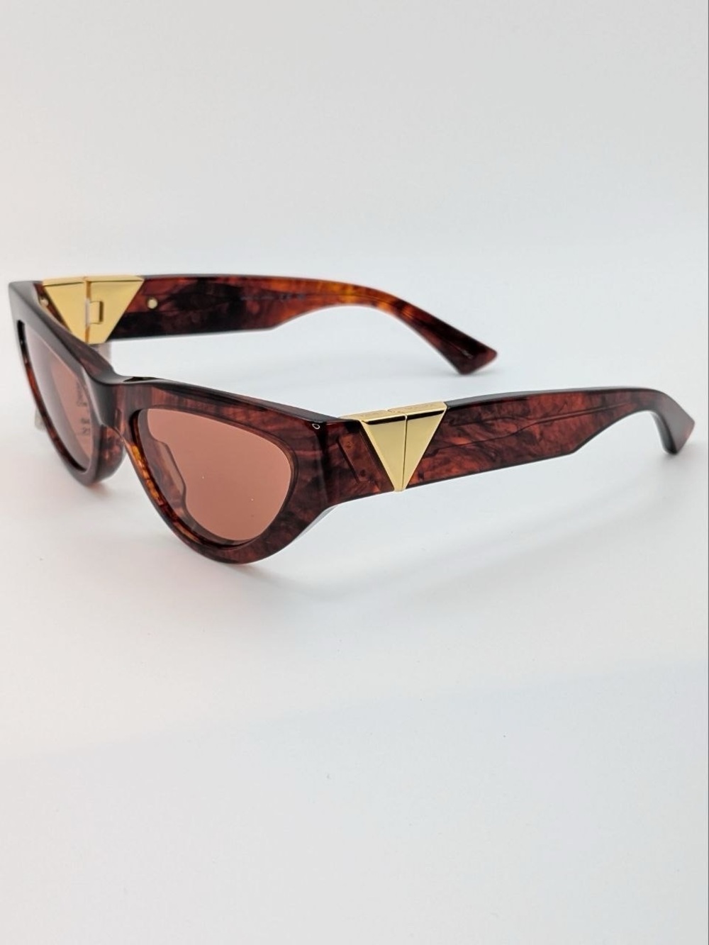NWT Bottega Veneta Women's Cat-Eye Sunglasses in Tortoiseshell Orange Brown - Picture 3 of 13